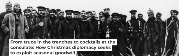 British and German troops observe a temporary truce on Christmas Day 1914. Daily Mirror/Mirrorpix via Getty Images